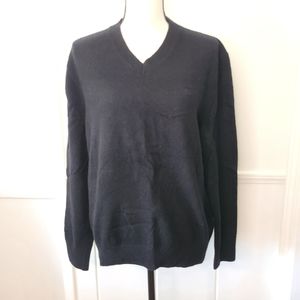 Calvin Klein Women's V-Neck Sweater Black Wool XL